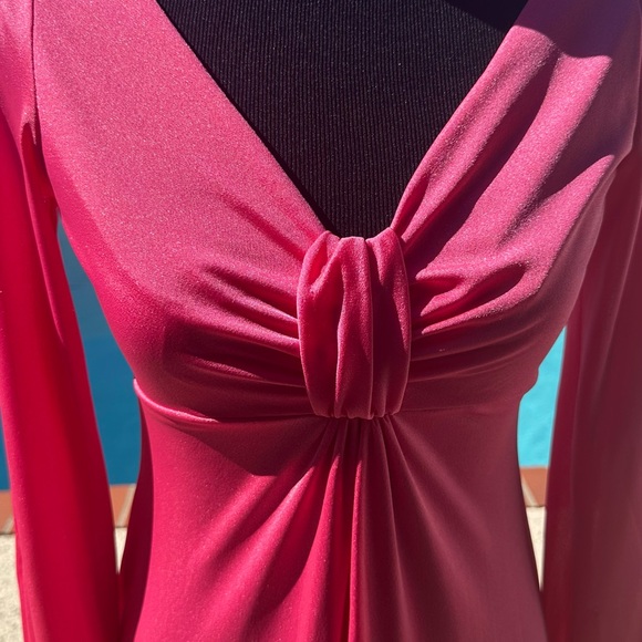 Elegant Vintage Barbie Pink Long Sleeve Dress - Picture 4 of 6